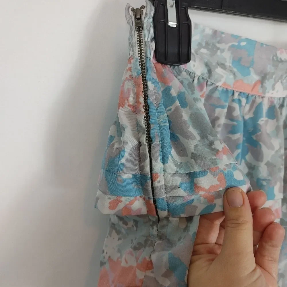Urban Outfitters Kimchi Blu Watercolor Multicolored Tiered Skirt Women's Size 4.
